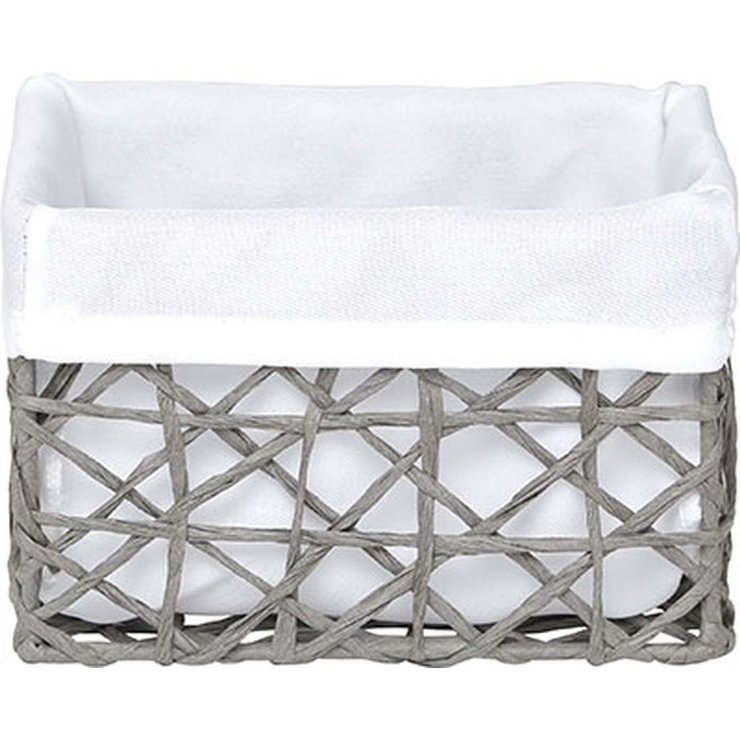 PANIER MM PAPIER GRIS TISSU CREME