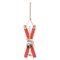 SUSPENSION BOIS SKI ROUGE ET NATUREL 17CM