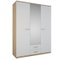 SELENA ARMOIRE 3PORTES MIROIR 2TIROIRS CHENE BROSSE BLANC