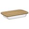 PLAT RECTANGLE VERRE COUVERCLE BAMBOU 29X18CM